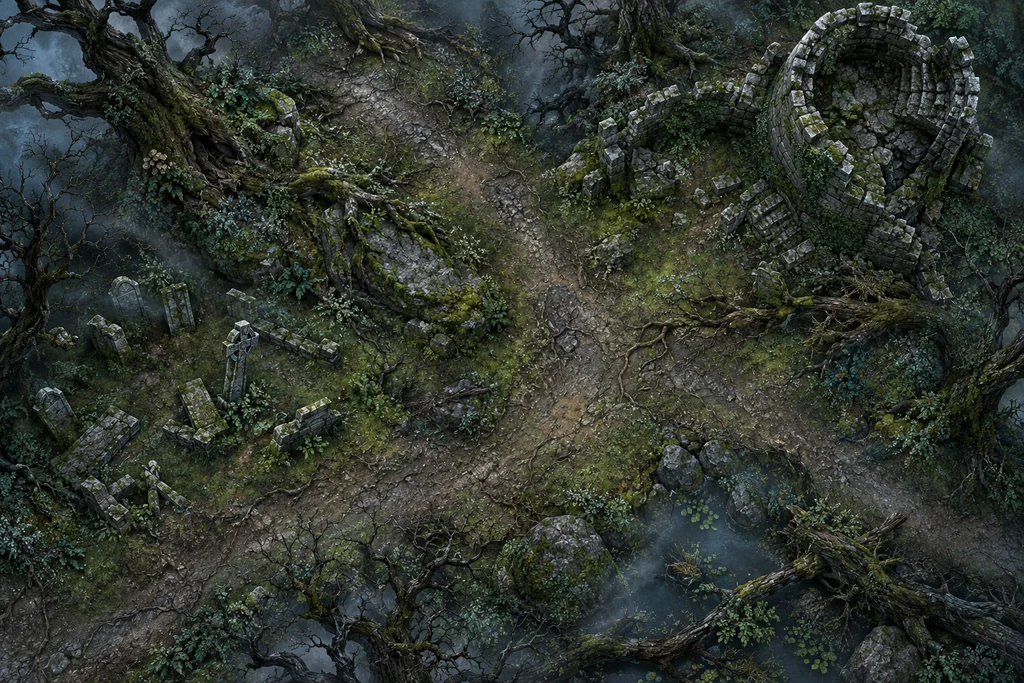 Mossy Trail — Terrain Tiles capability illustration